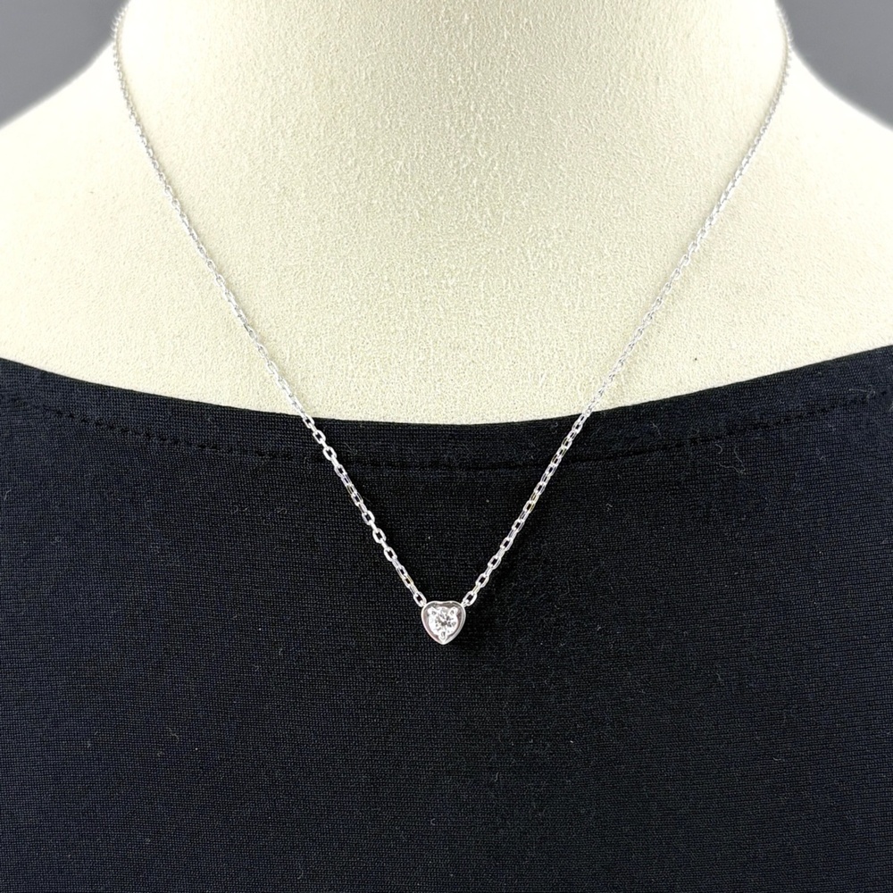 CARTIER Silver Diamond Heart Necklace - Picture 4 of 6